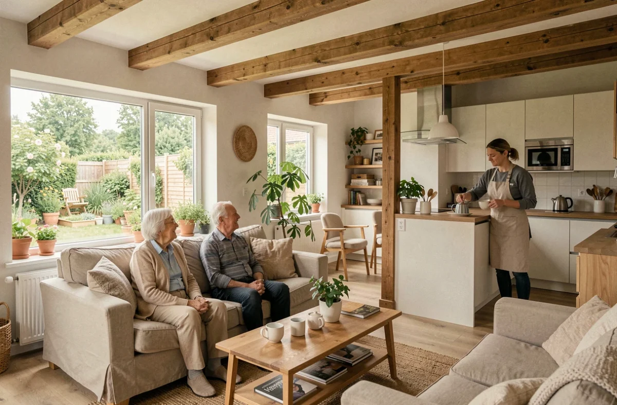 Des résidents seniors partagent un moment convivial dans une maison partagée Âges et Vie en Côte-d'Or