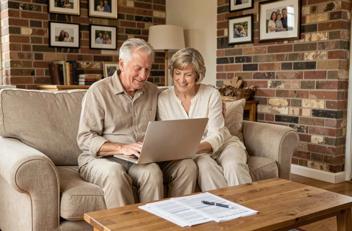 Un couple de retraités consulte ensemble leurs informations fiscales sur un ordinateur portable pour réduire leurs impôts à la retraite