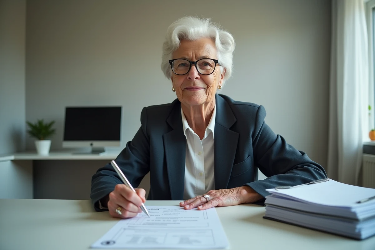 Femme médecin retraitée mettant à jour son modèle d'ordonnance dans un cabinet médical