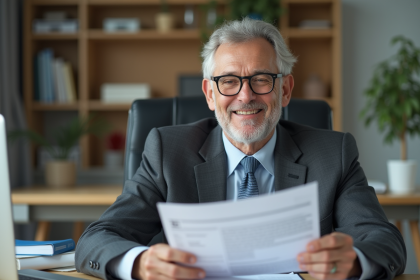 Homme d'âge moyen en costume dans un bureau moderne